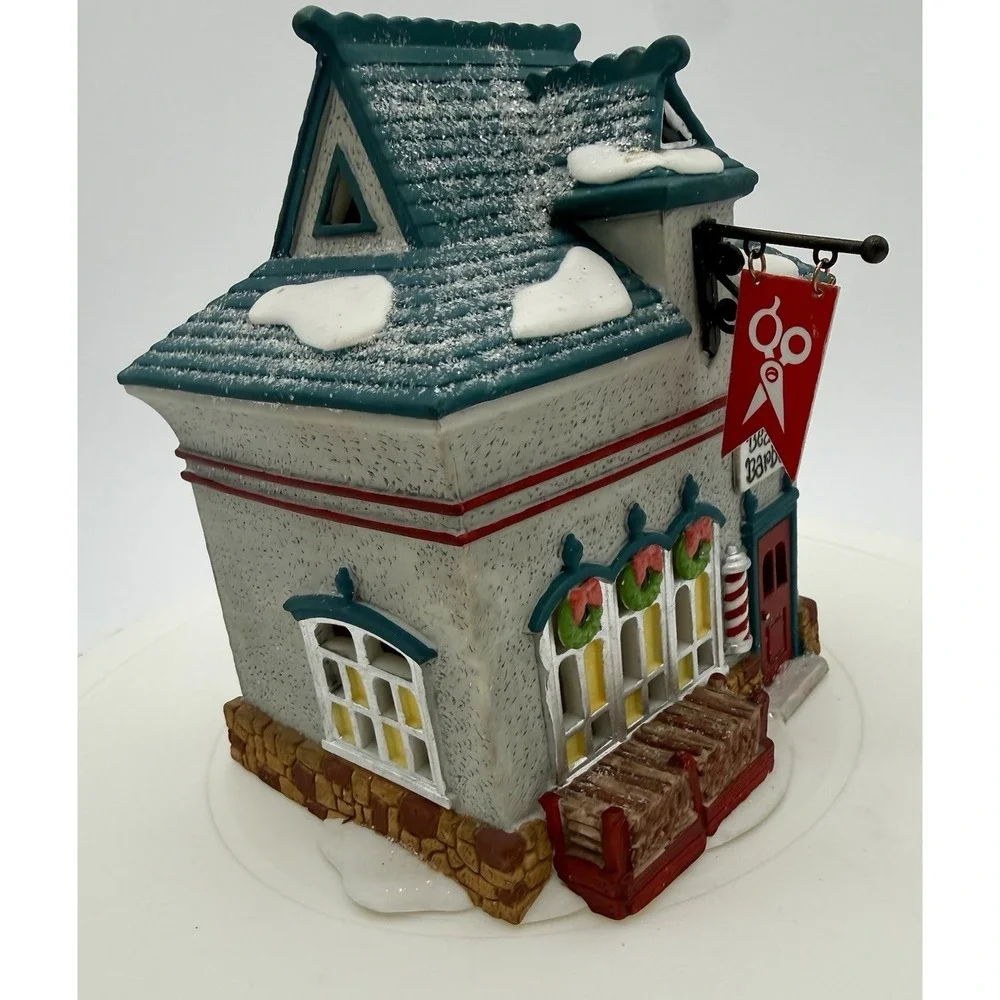 Department‎ 56 North Pole Series Beard Barber Shop 1994 Porcelain Light Up House